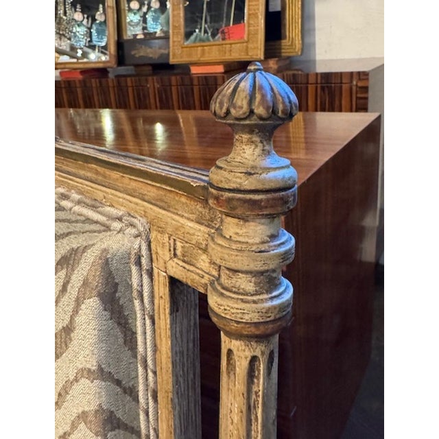 Pair of French Louis XVI Upholstered Armchairs For Sale - Image 4 of 6