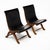 Art Deco Pair of Mid-Century Black Leather and Wood Lounge Chairs by Valenti For Sale - Image 3 of 9
