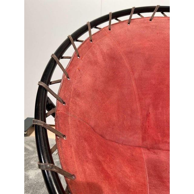 Balloon Lounge Chair in Red Suede & Metal by Hans Olsen For Sale - Image 9 of 18