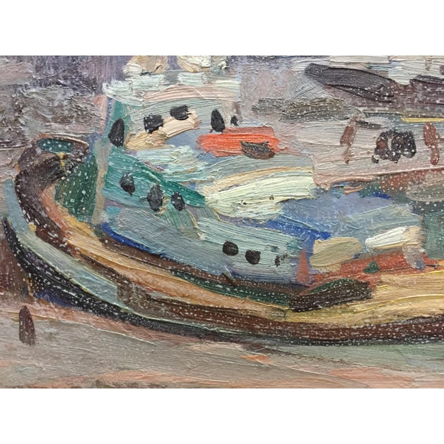1960s Oil Painting Ship Port v. Karpin For Sale - Image 4 of 11