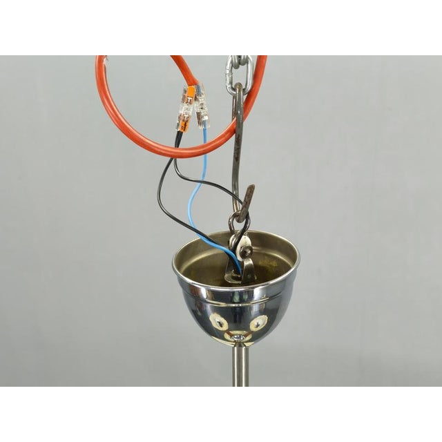 Art Deco Czechoslovak Chandelier in Walnut Chrome and Glass, 1940s For Sale - Image 10 of 13