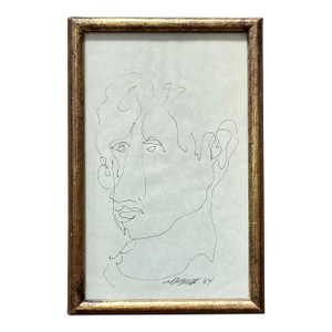 Vintage Boho 1960s Original Sketch of Man