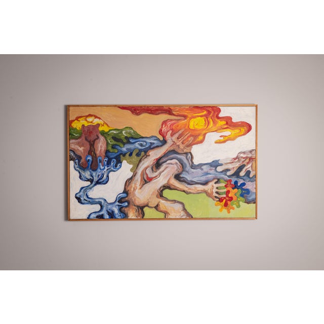 Abstract Figure Under the Sun, 1960s, Oil on Canvas For Sale - Image 17 of 17