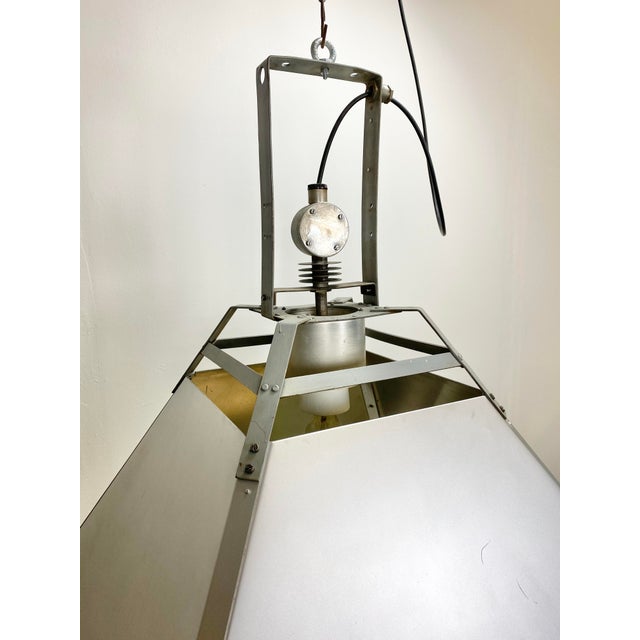 Silver Large Industrial Silver Ceiling Lamp, 1970s For Sale - Image 8 of 15