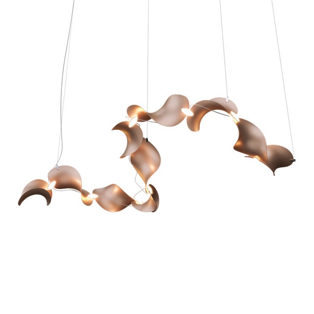 Dune 10 Curve Chandelier with Shades in Copper Metallic Tone by Daniel Becker for Moss Objects For Sale - Image 9 of 9
