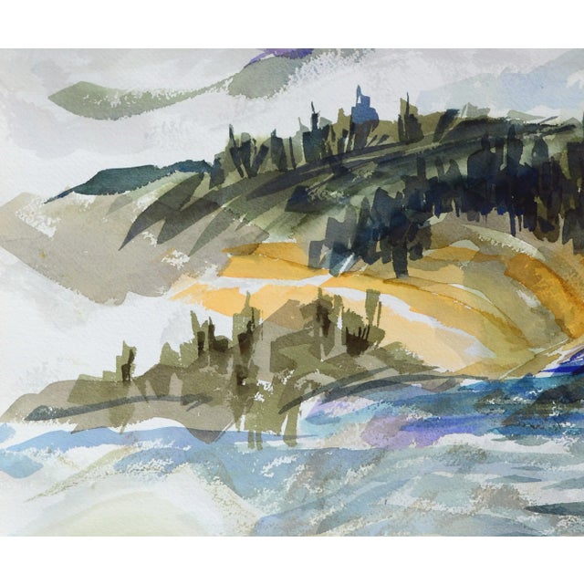 Dramatic snowy mountain landscape by Doris Ann Warner (American, 1925-2010). Signed "Warner" lower left. Unframed. Image...