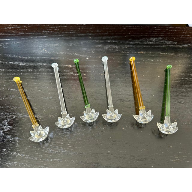Art Deco Hand Blown Glass Cocktail Muddler Drink Stirrer Swizzle Sticks For Sale - Image 3 of 18