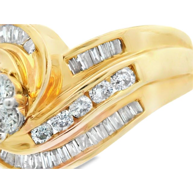 Metal 1990s 14k Yellow Gold Diamond Swirl Ring, Size 9 For Sale - Image 7 of 10