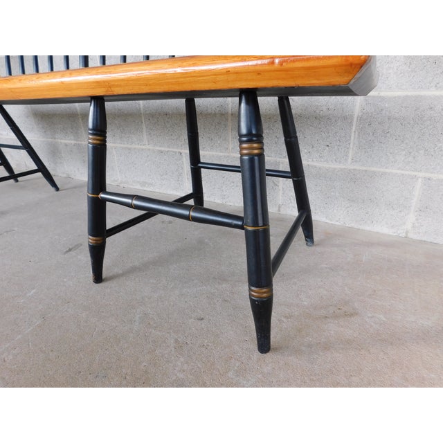 L Hitchcock Harvest Stenciled Black Country Bench 72"w For Sale - Image 11 of 17