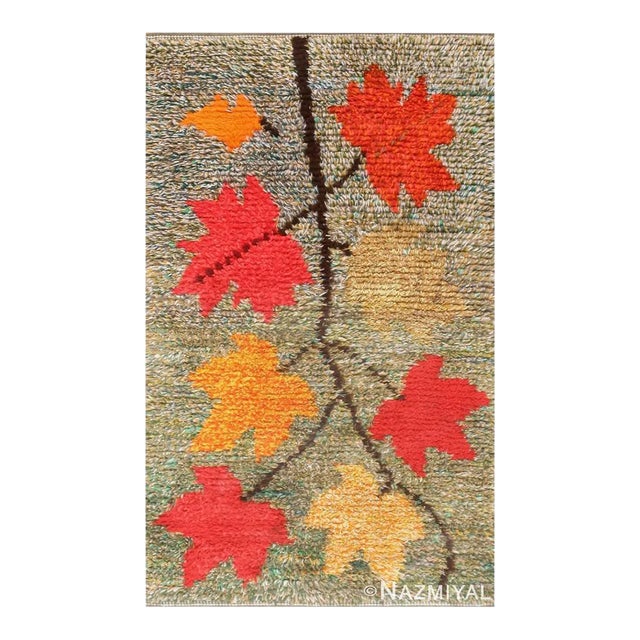 Nazmiyal Collection Vintage Fall Foliage Swedish Shag Rya Rug For Sale