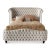 Magnificent, curvaceous, deeply tufted, Haute House King-size Bed. The bed has side rails, slats, and hardware still...
