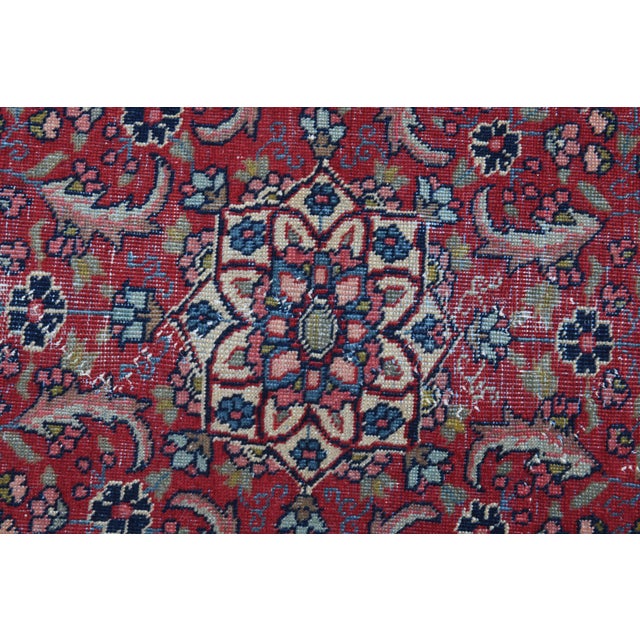 Red 1960s Vintage Persian Handmade Wool Cotton Light Red Area Rug For Sale - Image 8 of 11