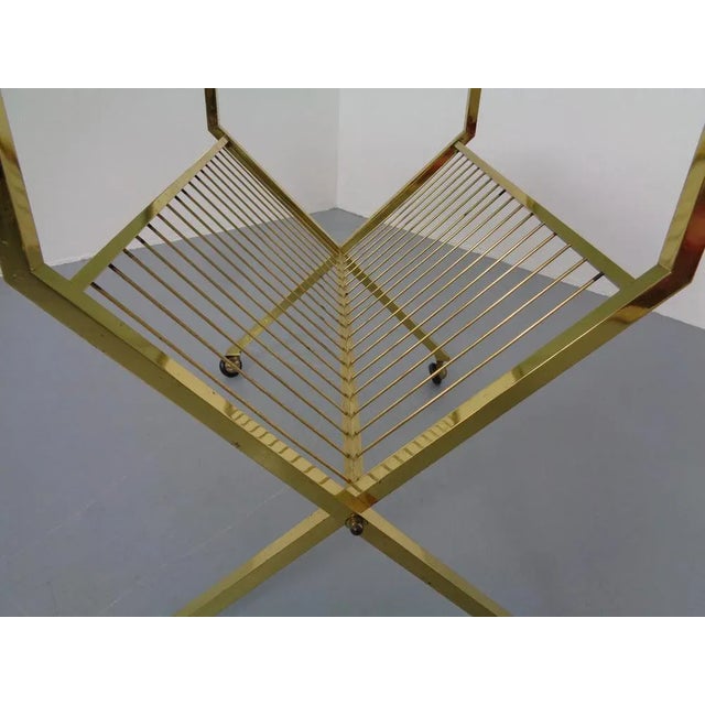 French Brass & Glass Cart with Magazine Rack, 1960s For Sale - Image 12 of 16