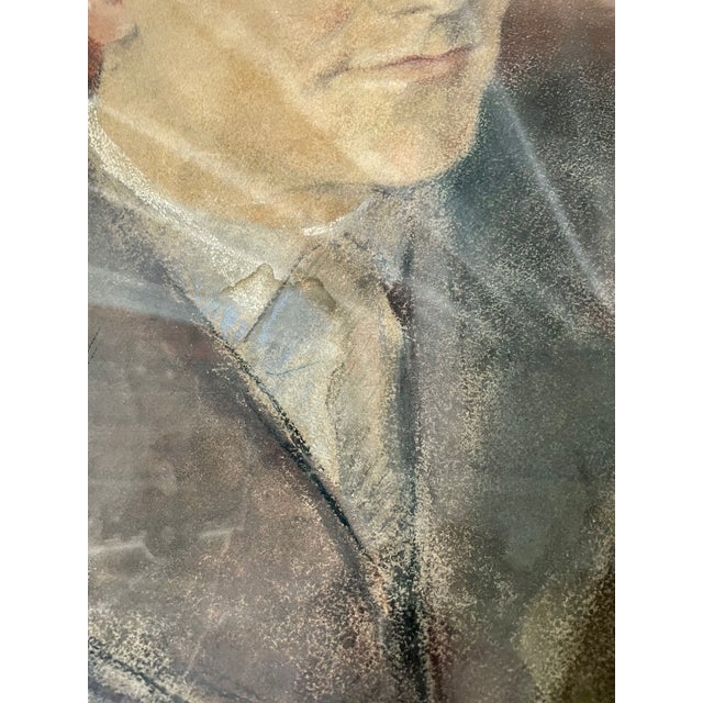 Paper French Artist, Portrait of a Man, Early 20th Century, Pastel Drawing, Framed For Sale - Image 7 of 11