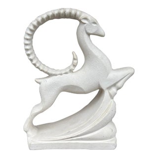 Mid 20th Century Haeger Leaping Gazelle Textured Ceramic Figurine Statue 19” For Sale