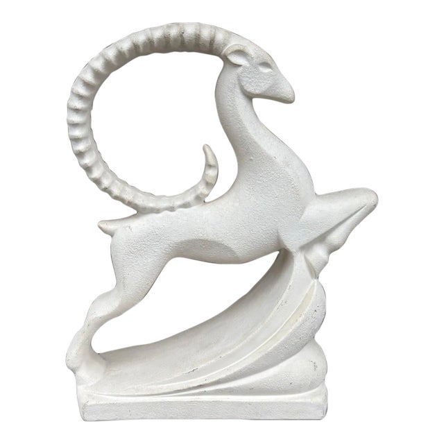 Mid 20th Century Haeger Leaping Gazelle Textured Ceramic Figurine Statue 19” For Sale