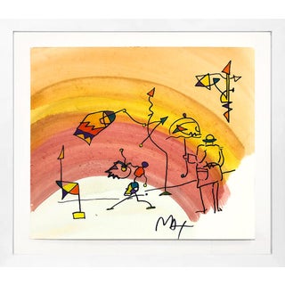 Peter Max Umbrella Man (Rainbow), Original Drawing on Paper For Sale