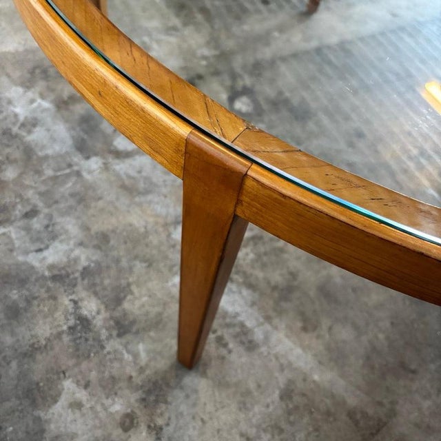 Brown Mid-Century Cherrywood Coffee Table with Glass Top For Sale - Image 8 of 10