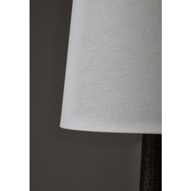 1960s Large Dark Green Blue Glazed Stoneware Table Lamp attributed to Palshus, Denmark, 1960s For Sale - Image 5 of 14