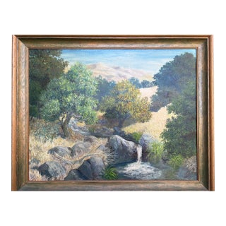 Mid-Century Napa Valley Landscape Oil Painting by Jean Hill – Wooden Valley Creek, 22x30 For Sale