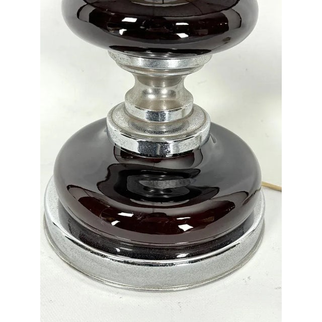 Brown Space Age Table Lamp in Chrome and Lacquer, Italy, 1970s For Sale - Image 8 of 11