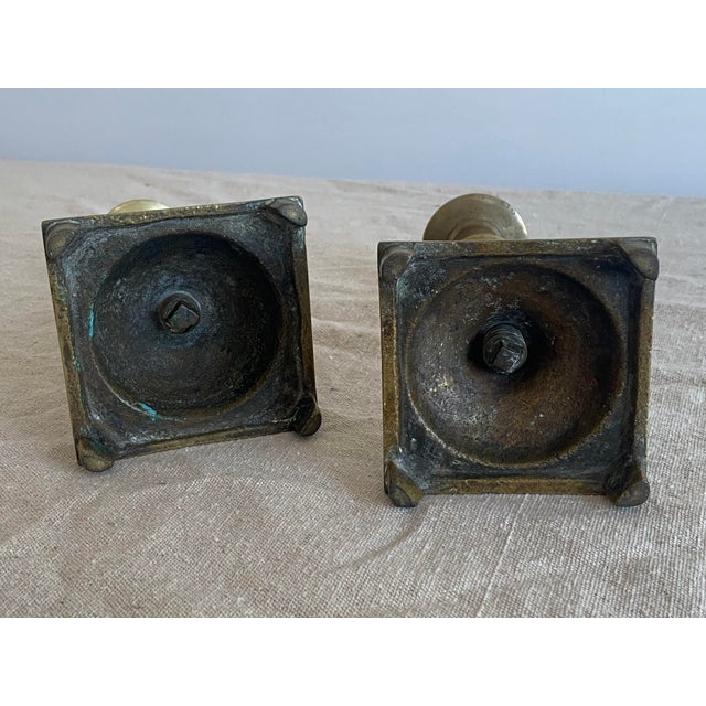 Pair of Early to Mid-19th Century Brass Candlesticks For Sale - Image 4 of 10