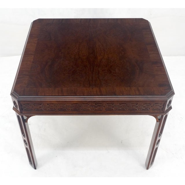Chinese Chippendale Style Banded Mahogany 28x28" Square Side End Table MINT