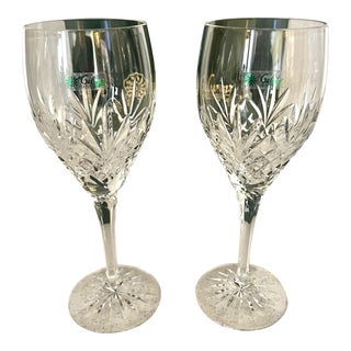 Mid 20th Century Vintage Galway Irish Crystal Toasting/Wine Glasses- Set of 2 For Sale