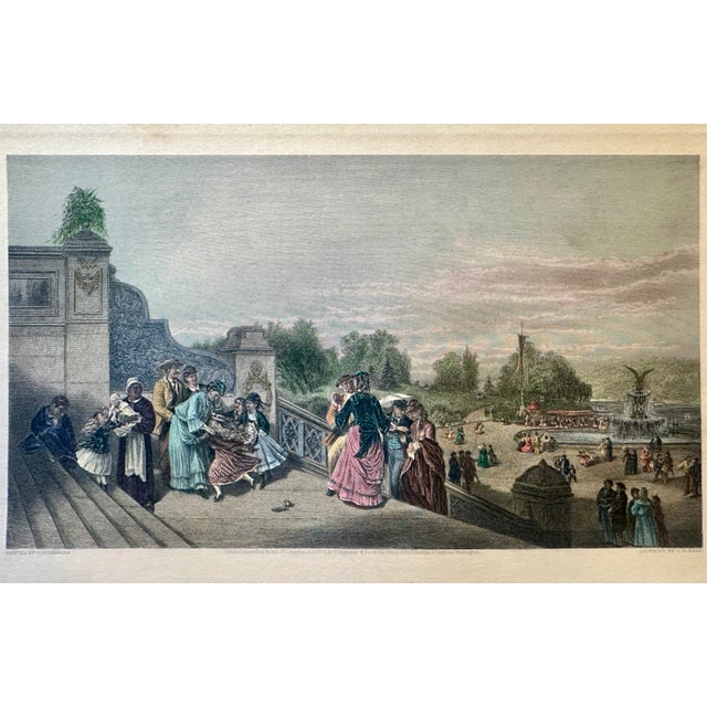 1872 Bethesda Terrace at Central Park, Unframed For Sale - Image 4 of 4