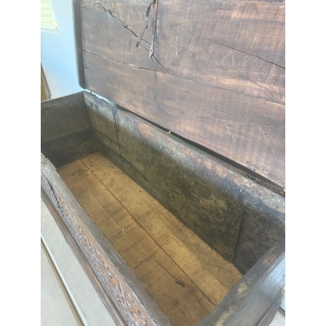 18th Century Large 18th Century Spanish Colonial Carved Coffer Trunk For Sale - Image 5 of 6