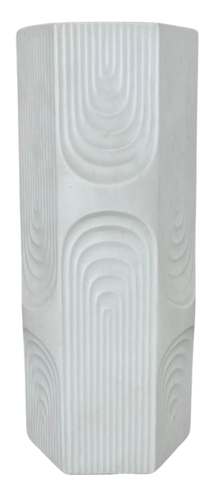 Large Op Art Biscuit Porcelain Vase by AK Kaiser, 1970s
