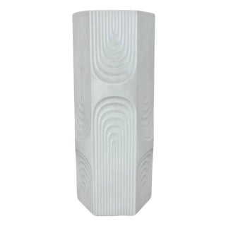 Large Op Art Biscuit Porcelain Vase from AK Kaiser, 1970s For Sale