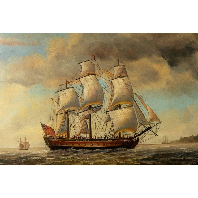 Mid Century British Sailing Ship Maritime Oil Painting For Sale - Image 4 of 8