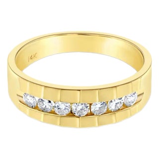 1 CT. Mens Diamond Wedding Band 14k Yellow Gold, Size 8 For Sale