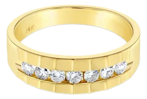 1 CT. Mens Diamond Wedding Band 14k Yellow Gold, Size 8
