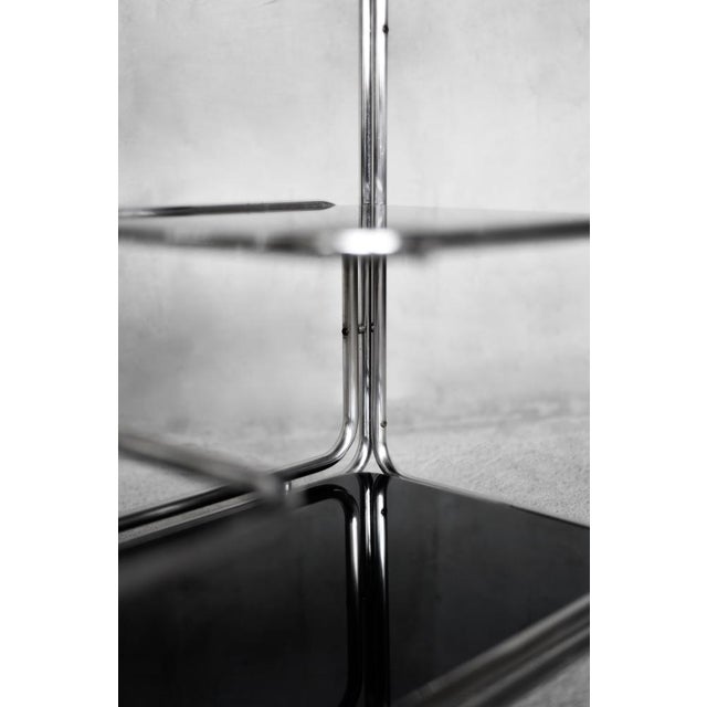 Vintage Mid-Century Modern German Bauhaus Chrome & Glass Serving Trolley, 1960s For Sale - Image 10 of 18