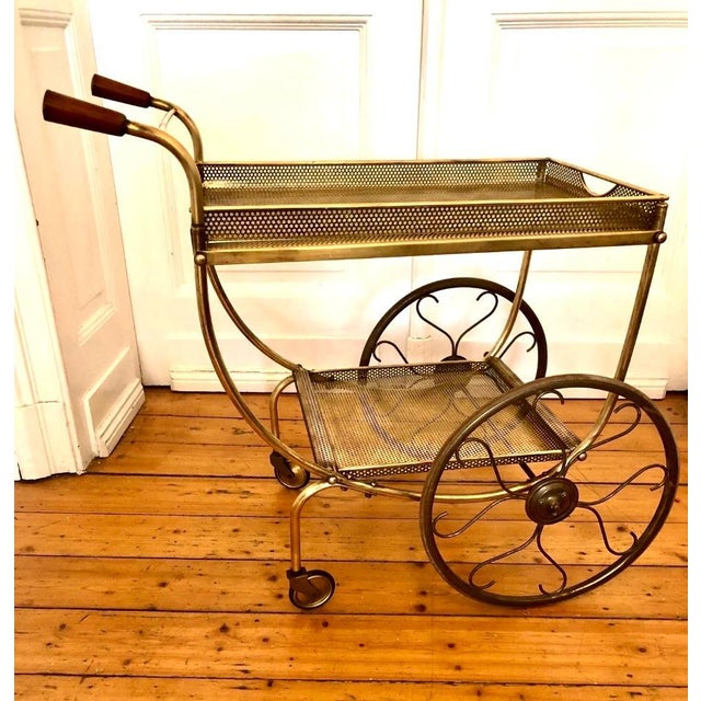 Metal Swedish Art Deco Style Brass Bar Cart attributed to Josef Frank, 1950s For Sale - Image 7 of 10