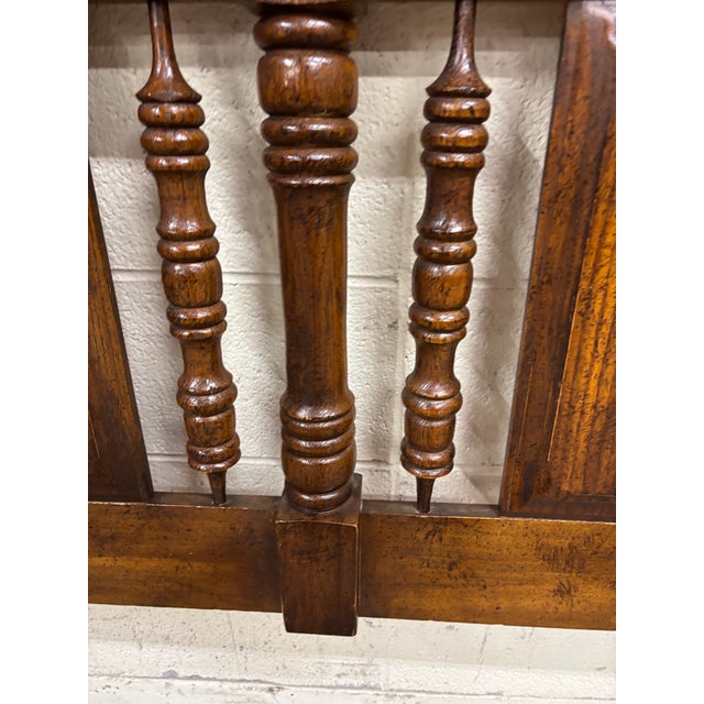 Spanish Revival Vintage King Size Oak Panel and Spindle Headboard For Sale - Image 3 of 8