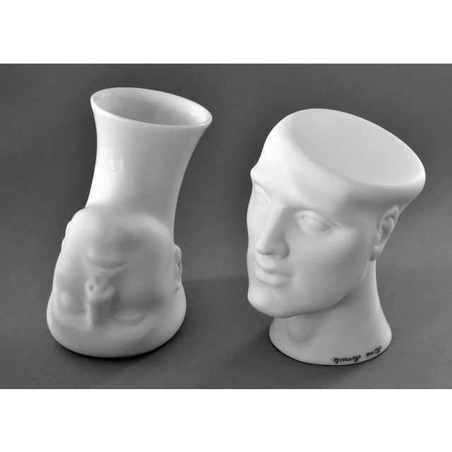 Porcelain Head Vases by Ilona Romule, Set of 2 For Sale - Image 4 of 5