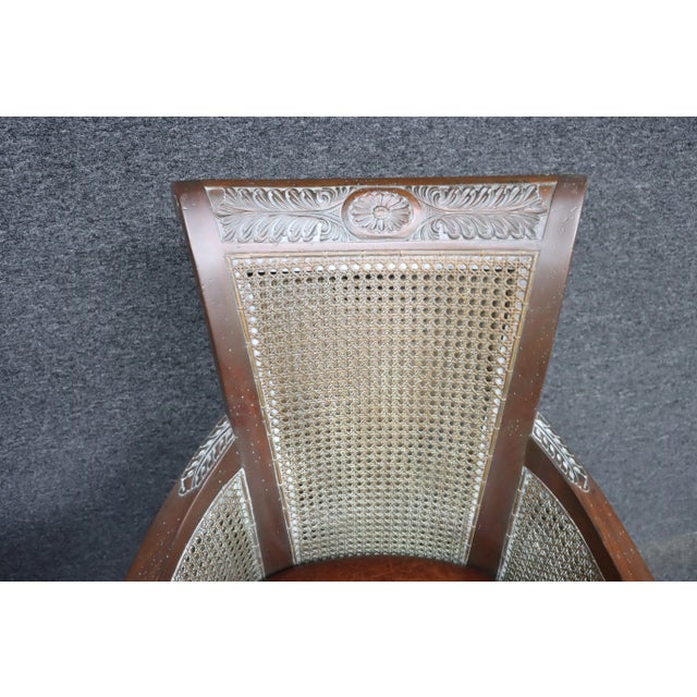 Country French Cane & Leather Barstools/4 For Sale - Image 9 of 11