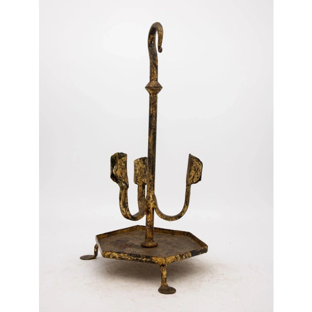 Spanish Gilt Iron Triple Candlestick or Stand, 1950s For Sale - Image 4 of 8
