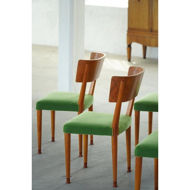 Art Deco Swedish Chairs in Birch & Mohair with Griffin Inlays from Klismos, 1930s, Set of 6 For Sale - Image 15 of 18