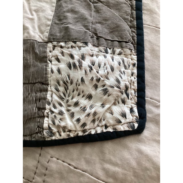 Vintage Handmade Patchwork Quilt Blanket Black Tan With Leopard Animal Print Squares King For Sale - Image 4 of 12