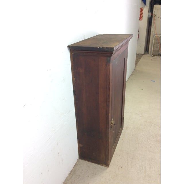 Wood Antique American Farmhouse Wall Cabinet With Brass Latch For Sale - Image 7 of 12