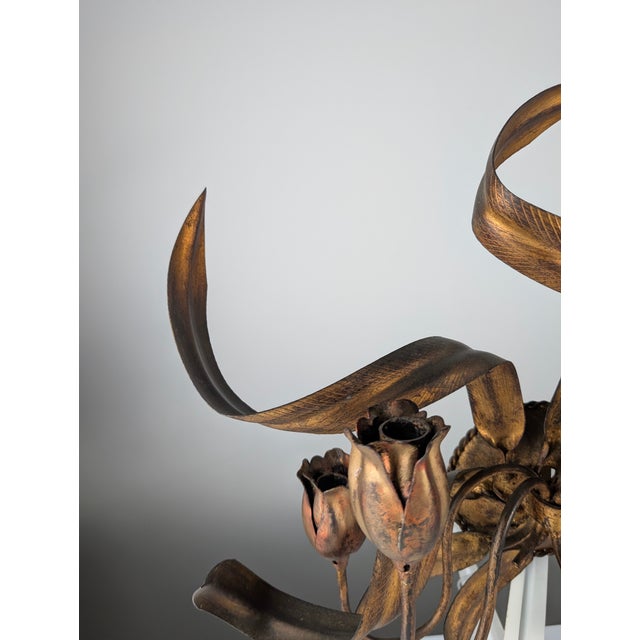 Large Golden Tulip Wall Sconce, 1960s For Sale - Image 6 of 8