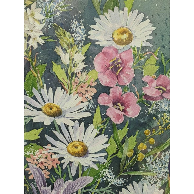 Late 20th Century Still Life Flower Bouquet Watercolor Painting Signed For Sale - Image 4 of 11
