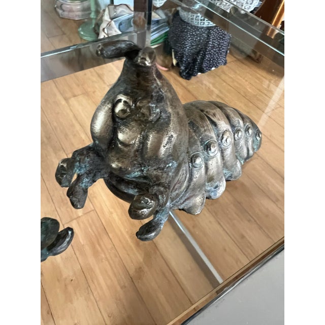 Brass Pair of 1970s Brass Caterpillar Bookends For Sale - Image 8 of 11