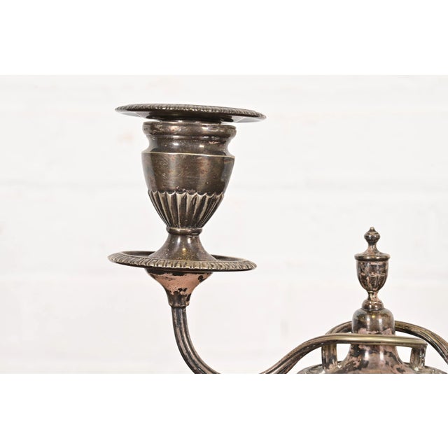 Tiffany & Co. Antique Victorian Silverplate Two-Arm Candelabras, Pair For Sale In South Bend - Image 6 of 15