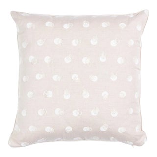 Schumacher Taylor Embroidery 16" Pillow in Ivory on Natural For Sale
