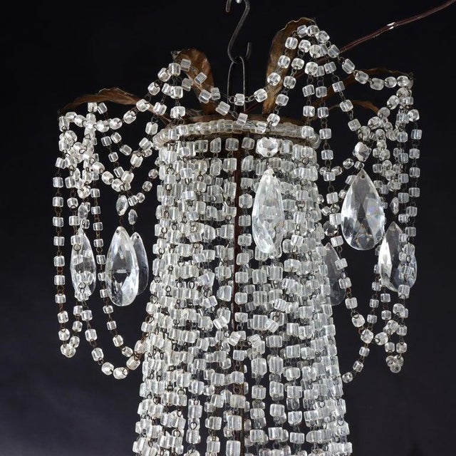 Large Antique French Empire Inspired Crystal & Bronze 8-Light Chandelier C1930 For Sale - Image 12 of 12